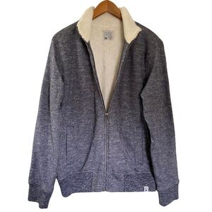 Lucky Brand Athletics Siberian Sherpa Full Zip Sweater Jacket Heather Gray Men M